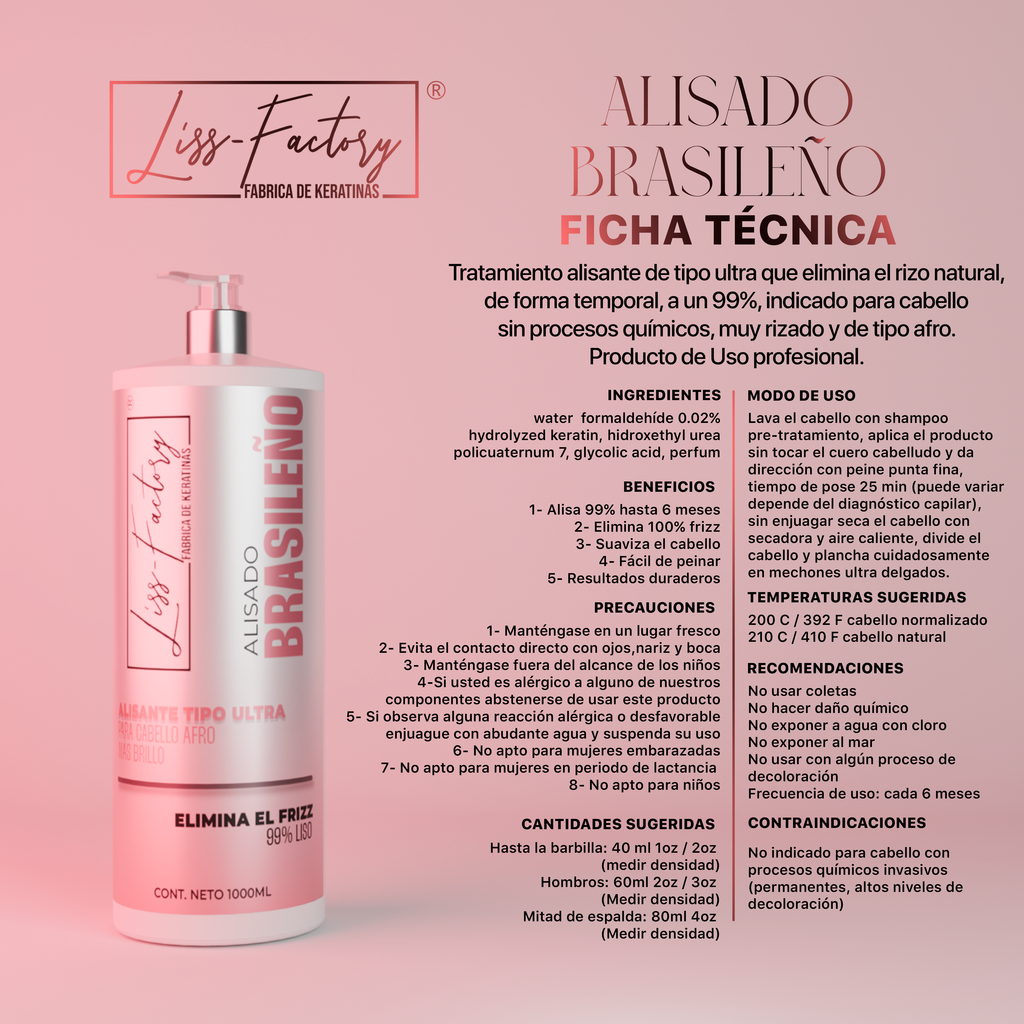 Kit Alisado Brasileño Profesional Liss-Factory 250 ml + Shampoo Pre 250 ml