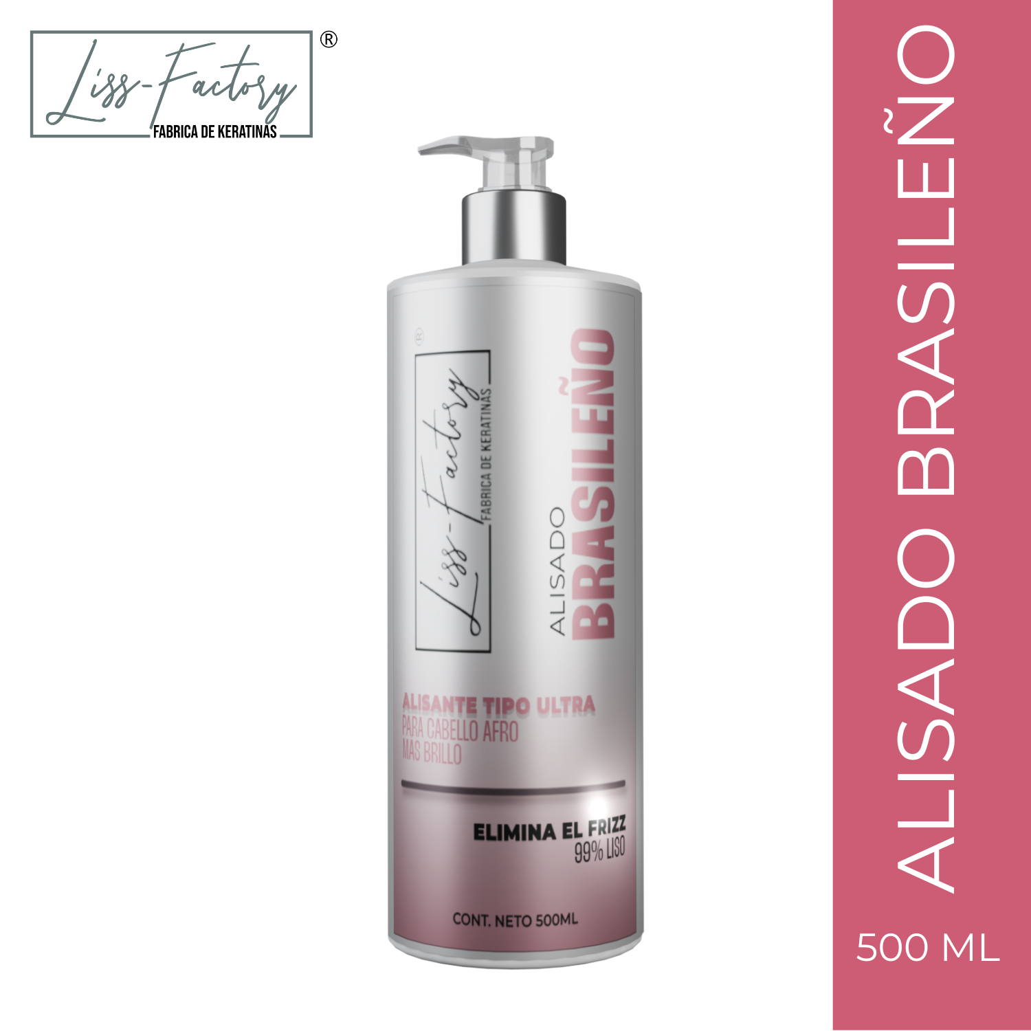 Liss-Factory Alisado Brasileño Profesional 500 ml | Control de Volumen y Brillo Intenso