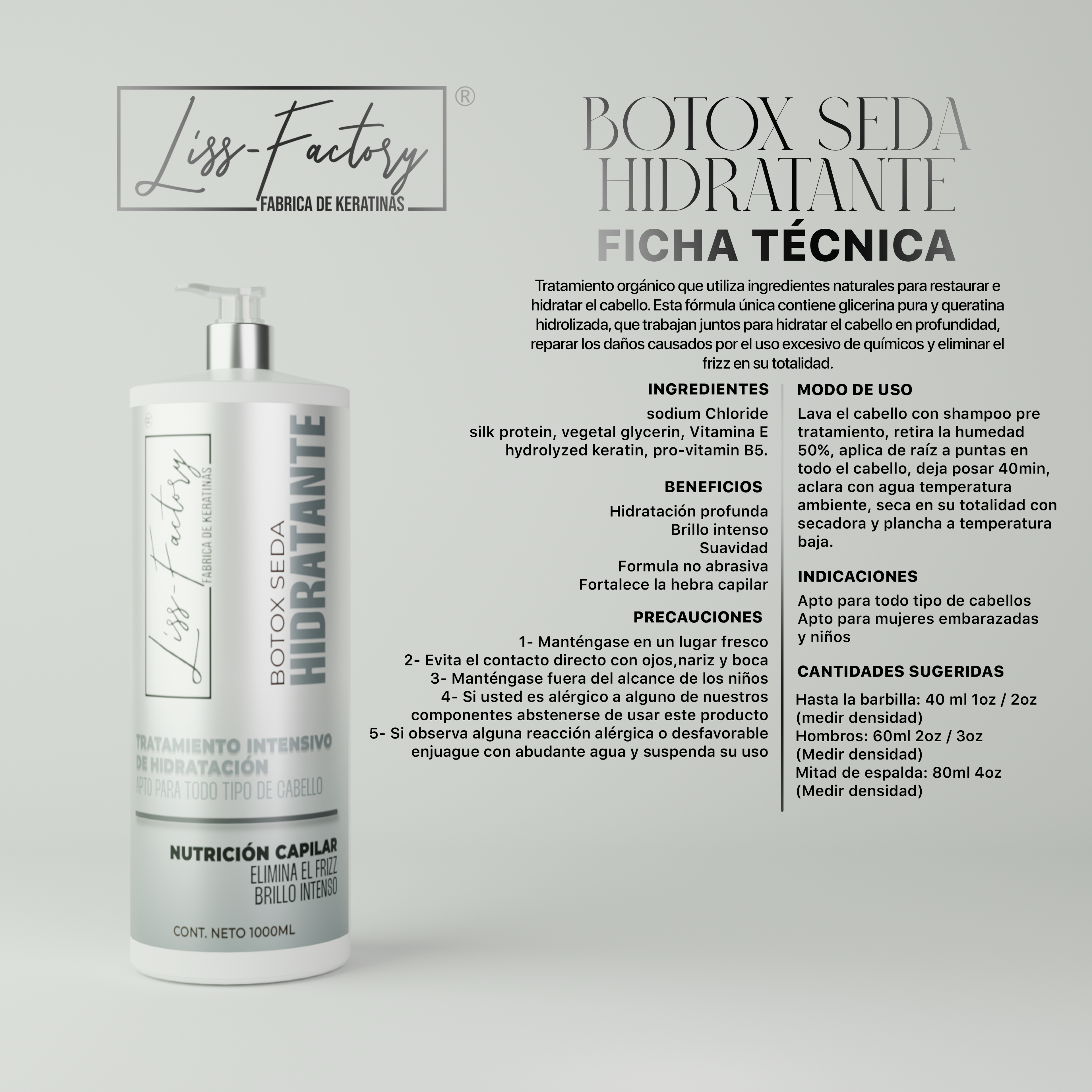 Kit Organic Liss-Factory 4 Fórmulas de Hidratación y Reparación 250 ml