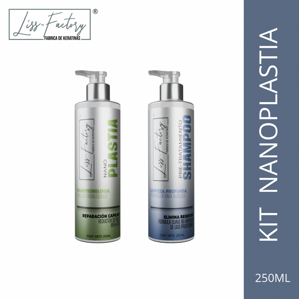 Kit Alisado Nanoplastia Profesional Liss-Factory 250 ml + Shampoo Pre 250 ml | Sin Formol