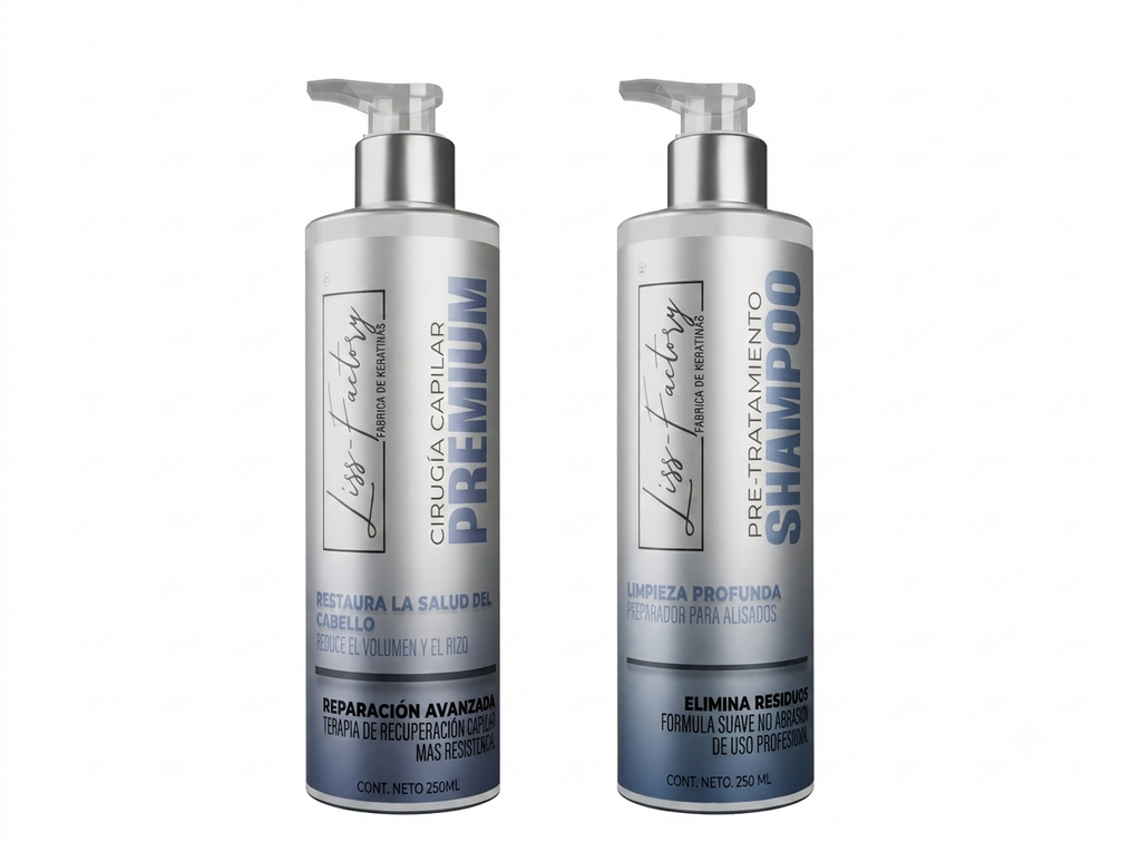 Kit Cirugía Capilar Profesional Liss-Factory 250 ml + Shampoo Pre 250 ml | Reparación Profunda