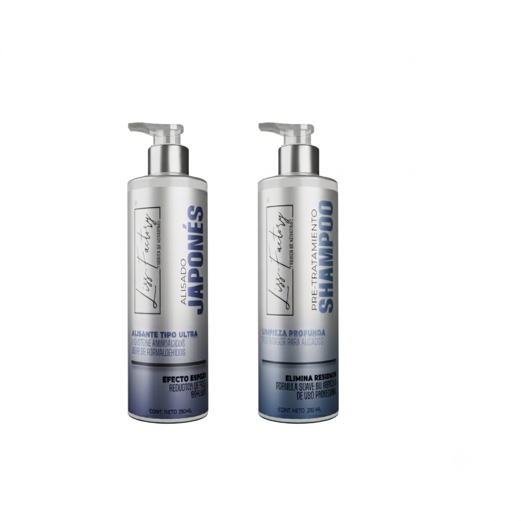 Kit Alisado Japonés Liss-Factory 250 ml + Shampoo Pre | Sin Formol | Efecto Espejo