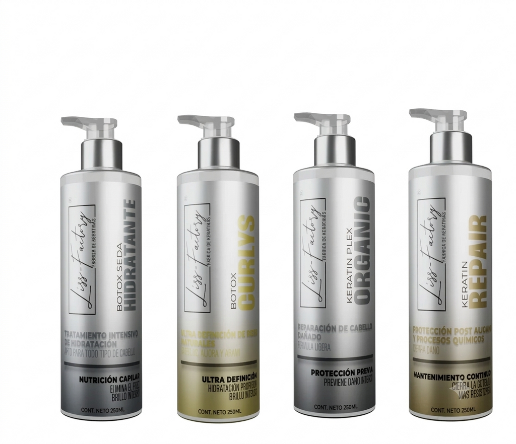 Kit Organic Liss-Factory 4 Fórmulas de Hidratación y Reparación 250 ml