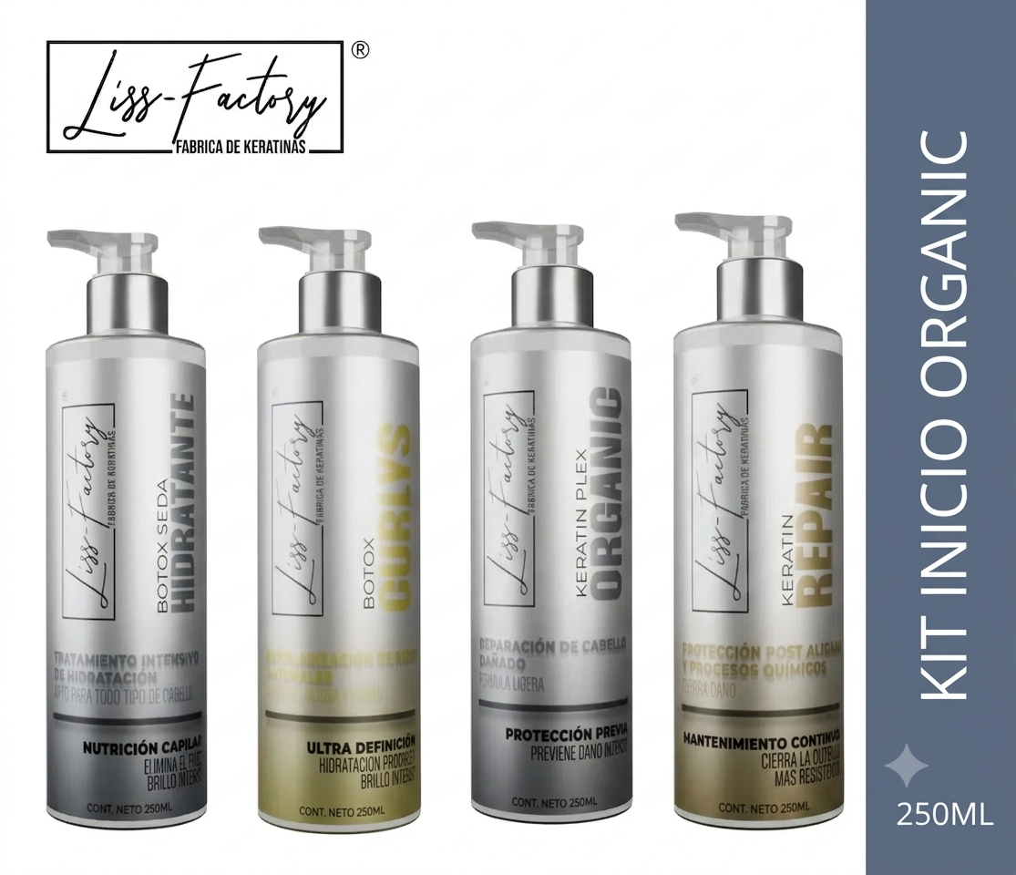 Kit Organic Liss-Factory 4 Fórmulas de Hidratación y Reparación 250 ml